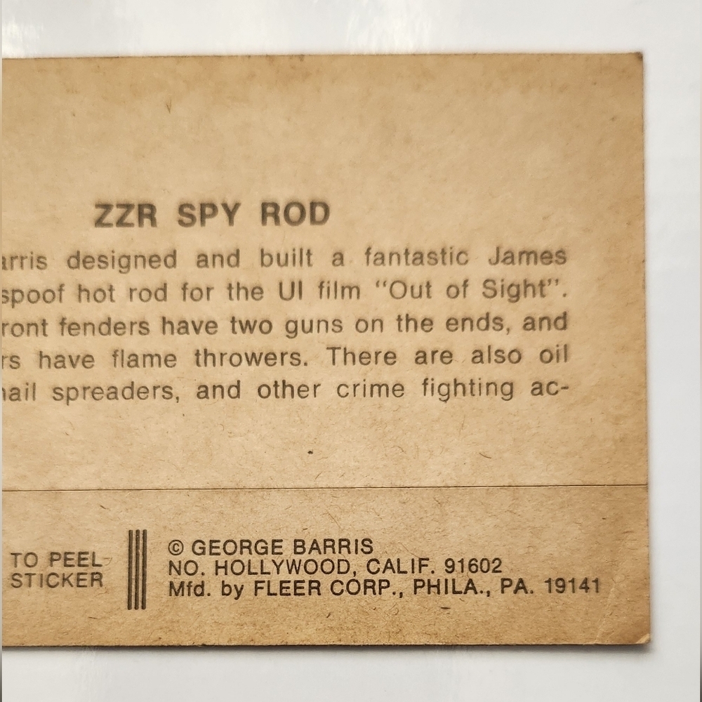 1974/1975 Fleer George Barris Kustom Cars Series 1 ZZR - Spy Rod Sticker Card Vn - Picture 12 of 14